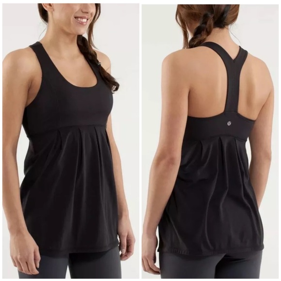 EUC Lululemon Power Dance Yoga Bra Tank Black Gray